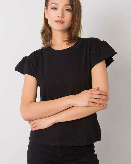 Elegant Parisian Frilled Sleeve Cotton Blend Top for Women