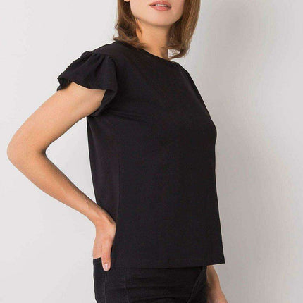 Elegant Parisian Frilled Sleeve Cotton Blend Top for Women