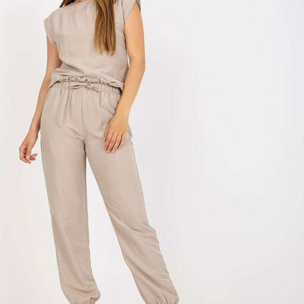 Parisian Summer Ensemble Blouse And Long Pants Set Chic