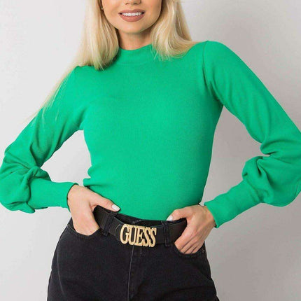 Chic Ribbed Blouse With Wide Cuffed Sleeves Effortless Style