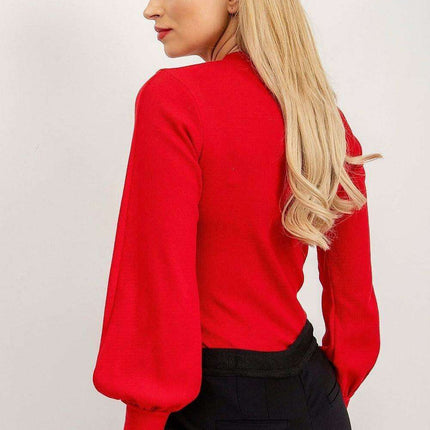 Chic Ribbed Blouse With Wide Cuffed Sleeves Effortless Style