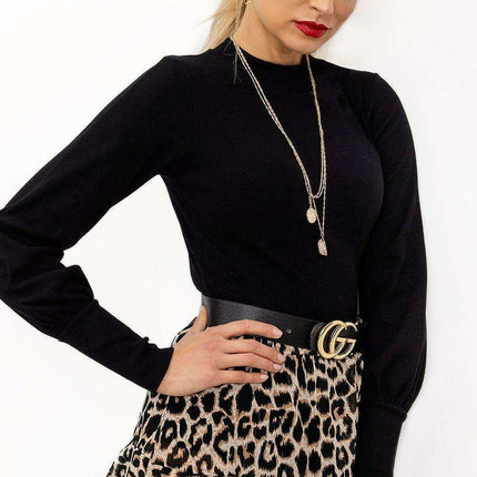 Chic Ribbed Blouse With Wide Cuffed Sleeves Effortless Style