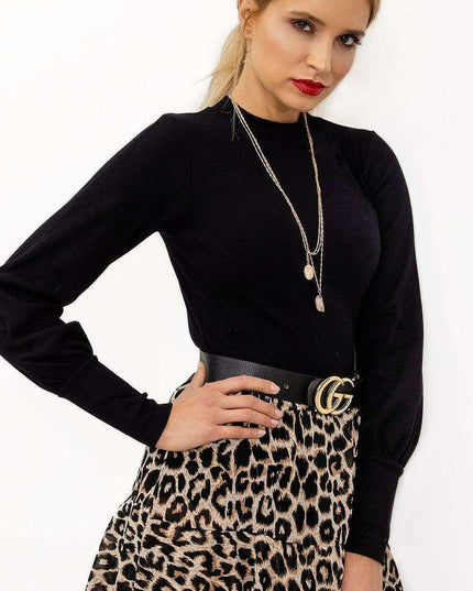 Chic Ribbed Blouse With Wide Cuffed Sleeves Effortless Style