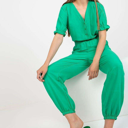 Chic Summer Parisian Jumpsuit With Frilled Sleeves
