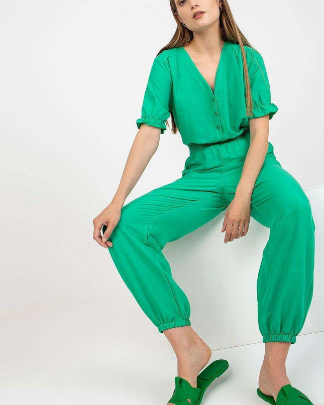 Chic Summer Parisian Jumpsuit With Frilled Sleeves