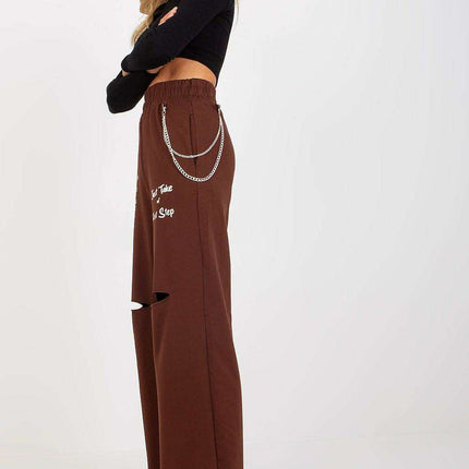 Chic Women's Wide Leg Lounge Pants with Detachable Chain Accessory
