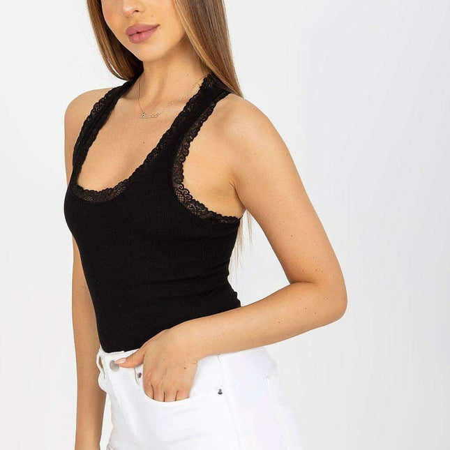 Lace Trim Boxer Style Blouse With Delicate Lace Detail
