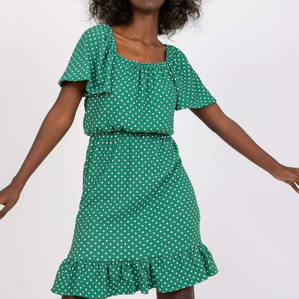 Elegant Ruffled Cotton Day Dress Parisian Style Chic