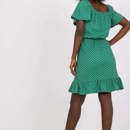 Elegant Ruffled Cotton Day Dress Parisian Style Chic