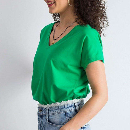 Feminine Heart-Cut Neck Cotton T-Shirt for Women