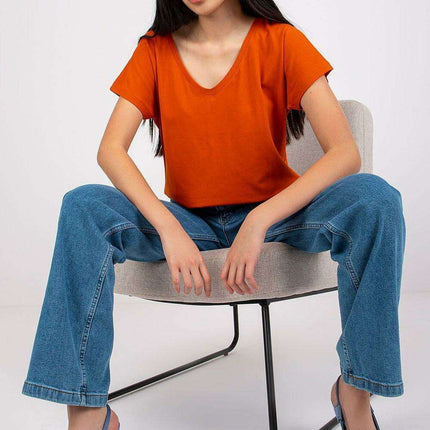 Feminine Heart-Cut Neck Cotton T-Shirt for Women