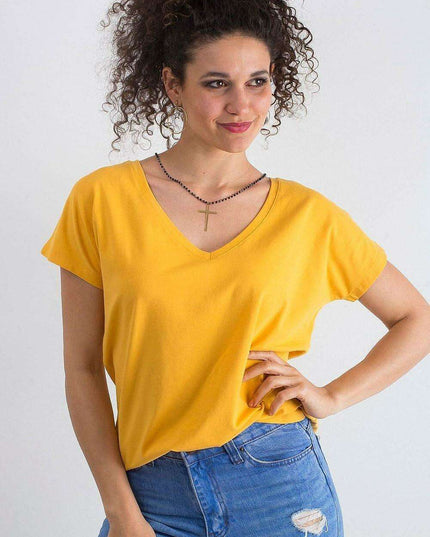 Feminine Heart-Cut Neck Cotton T-Shirt for Women