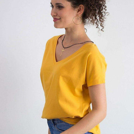 Feminine Heart-Cut Neck Cotton T-Shirt for Women