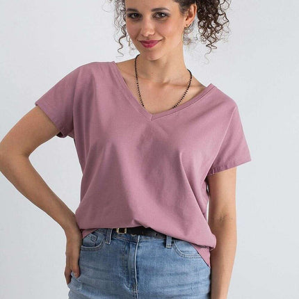 Feminine Heart-Cut Neck Cotton T-Shirt for Women