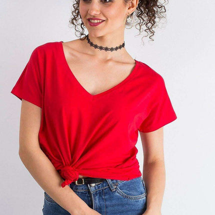 Feminine Heart-Cut Neck Cotton T-Shirt for Women