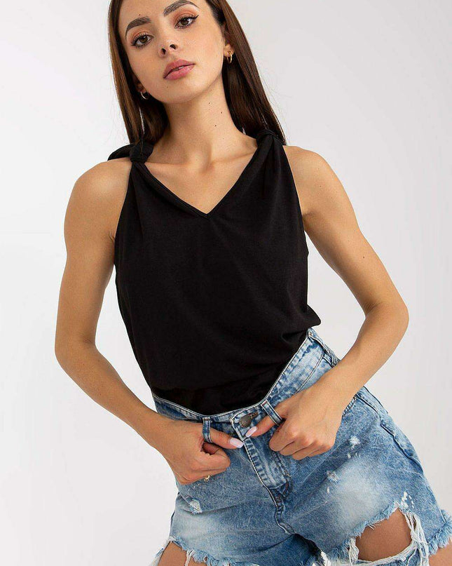 Elegant Parisian V Neck Strapless Cotton Blend Top