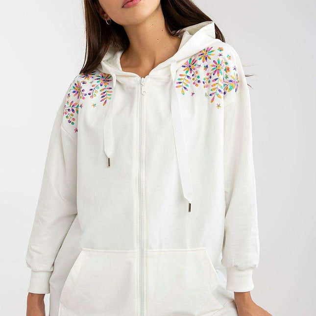 Chic Embroidered Parisian Zip Up Hoodie for Modern Elegance
