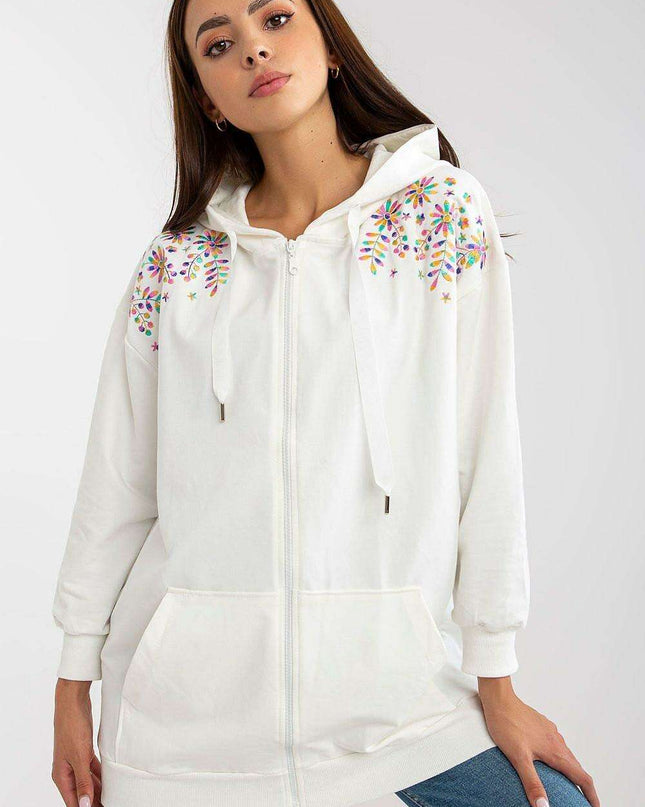 Chic Embroidered Parisian Zip Up Hoodie for Modern Elegance