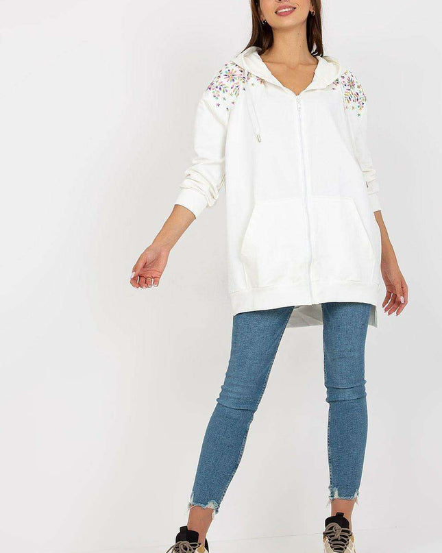 Chic Embroidered Parisian Zip Up Hoodie for Modern Elegance