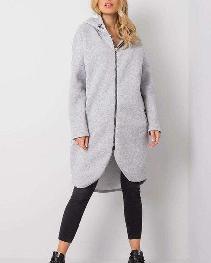 Trendy Parisian Longline Hoodie With Zip Details In Style