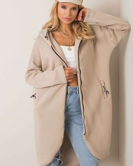 Trendy Parisian Longline Hoodie With Zip Details In Style