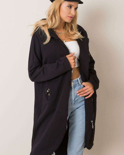Trendy Parisian Longline Hoodie With Zip Details In Style