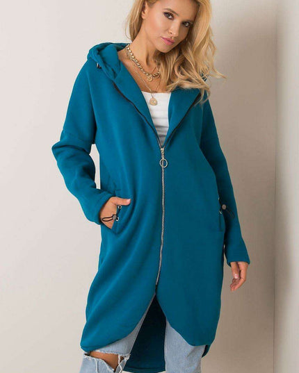 Trendy Parisian Longline Hoodie With Zip Details In Style
