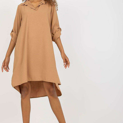 Italy Moda Chic V Neck Shirt Dress Effortless Elegance