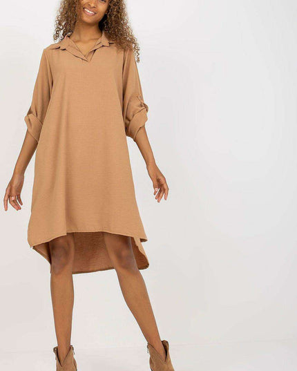 Italy Moda Chic V Neck Shirt Dress Effortless Elegance