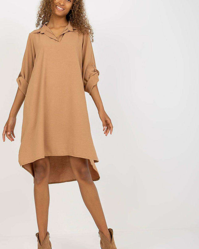 Italy Moda Chic V Neck Shirt Dress Effortless Elegance
