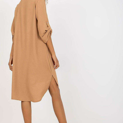 Italy Moda Chic V Neck Shirt Dress Effortless Elegance