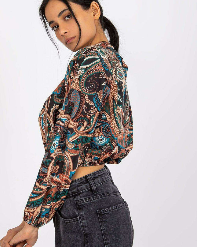 Italy Moda Elegant Stand Up Collar Blouse For Women