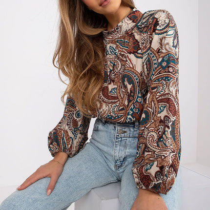 Italy Moda Elegant Stand Up Collar Blouse For Women - Très Elite