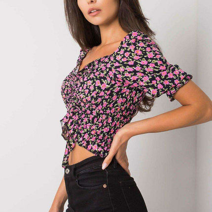 Chic V Neck Cotton Blend Blouse Elegant Parisian Style Top