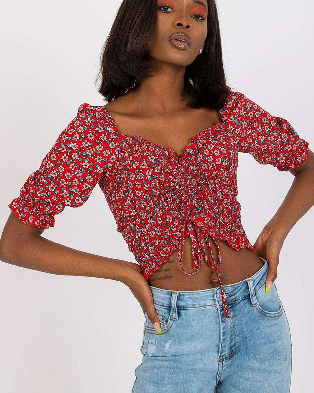 Chic Parisian V Neck Blouse With Front Crease Detail