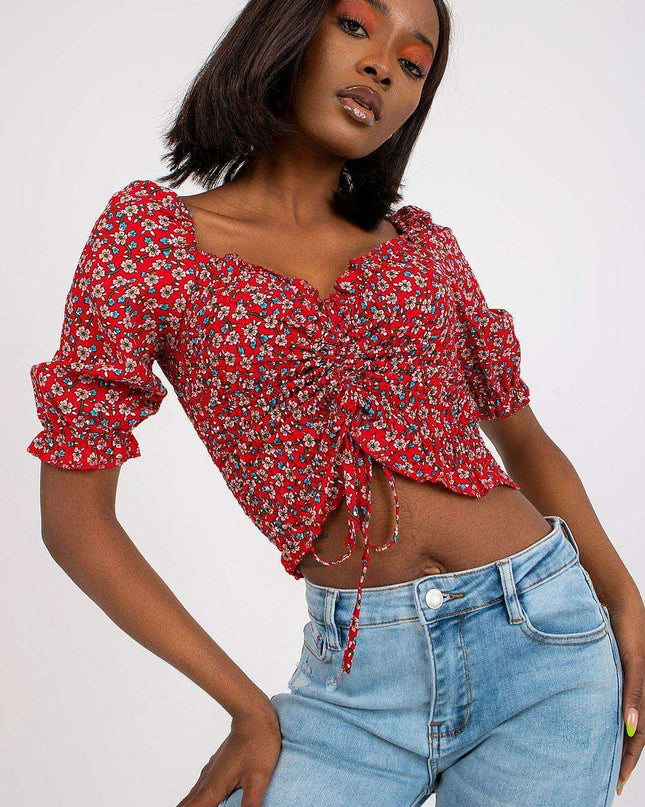 Chic Parisian V Neck Blouse With Front Crease Detail