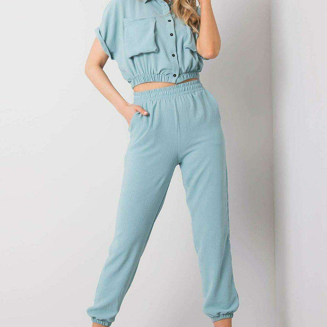 Elegant Chic Parisian Blouse And Trousers Set For Women