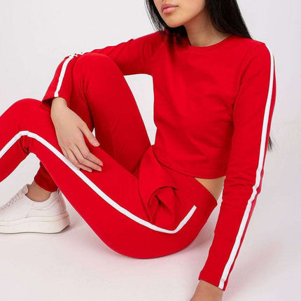 Chic Parisian Cotton Lounge Set With Striped Sleeves