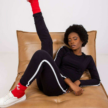 Chic Parisian Cotton Lounge Set With Striped Sleeves