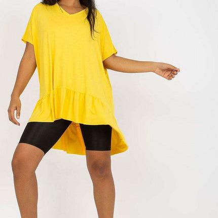 Heart Neckline Tunic with Frill Detail for Plus Size Women