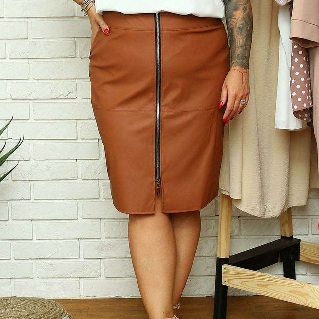 Eco-Friendly Curvy Pencil Skirt with Zipper Detail