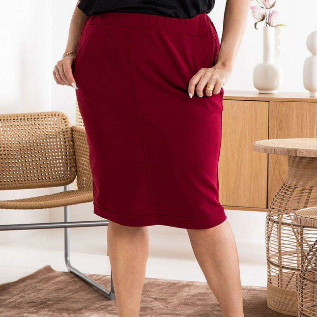 Chic Knee-Length Knit Pencil Skirt with Functional Pockets - Erica by Polish Creations