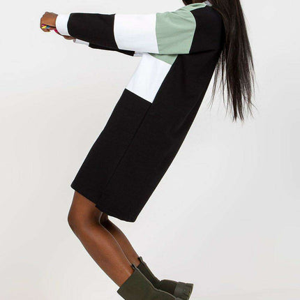 Chic Parisian Heart Neck Long Sleeve Day Dress Elegant