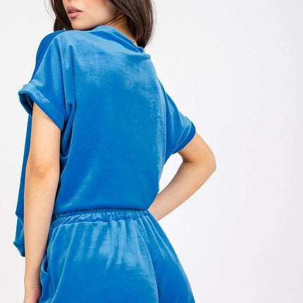 Parisian Chic Heart Neck Velour Top And High Waist Shorts