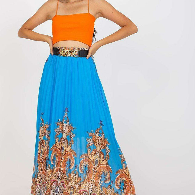 Chic Italian Midi Skirt Set With Glamorous Chain Accent