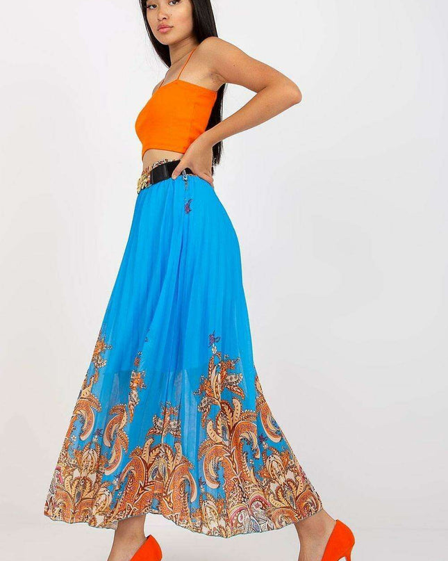 Chic Italian Midi Skirt Set With Glamorous Chain Accent