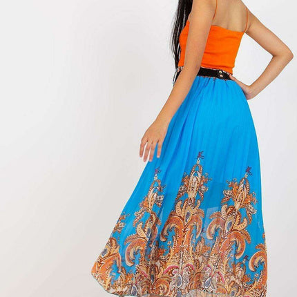 Chic Italian Midi Skirt Set With Glamorous Chain Accent