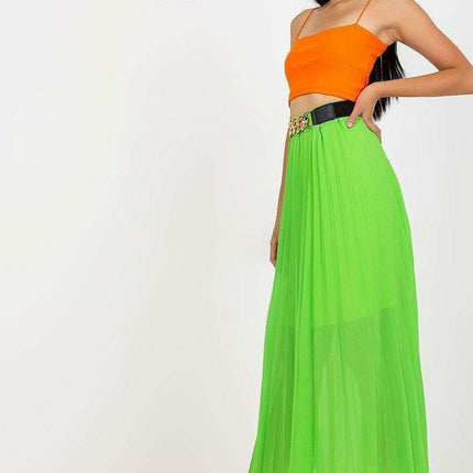 Chic Italian Midi Skirt Set With Glamorous Chain Accent