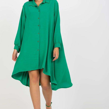 Asymmetric Button Down Shirt Dress With Italian Flair