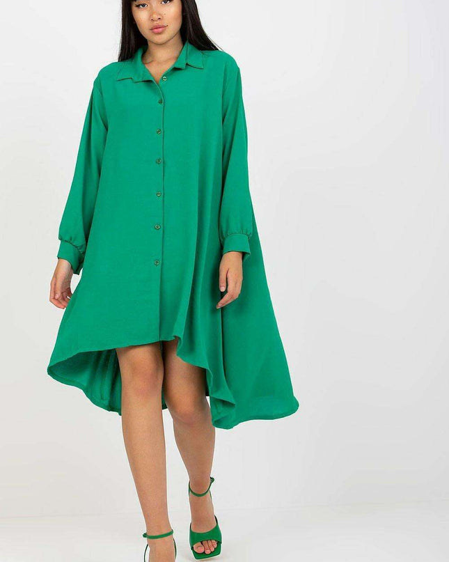Asymmetric Button Down Shirt Dress With Italian Flair
